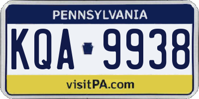PA license plate KQA9938