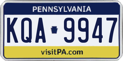 PA license plate KQA9947
