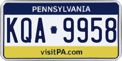 PA license plate KQA9958