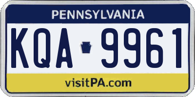 PA license plate KQA9961