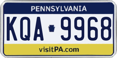 PA license plate KQA9968