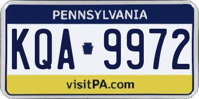 PA license plate KQA9972