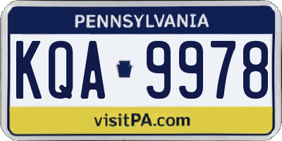 PA license plate KQA9978