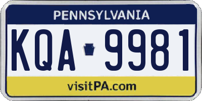 PA license plate KQA9981