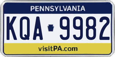 PA license plate KQA9982