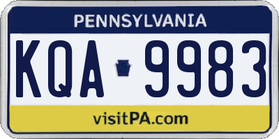 PA license plate KQA9983