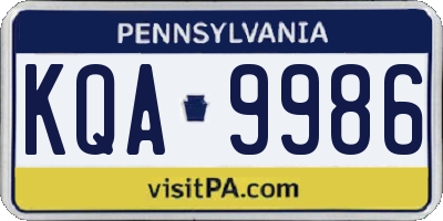 PA license plate KQA9986