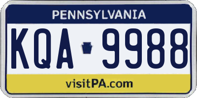 PA license plate KQA9988