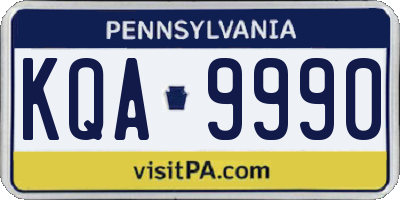 PA license plate KQA9990