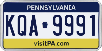 PA license plate KQA9991