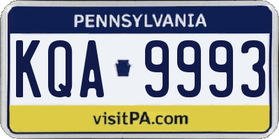 PA license plate KQA9993