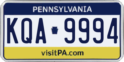 PA license plate KQA9994