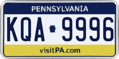 PA license plate KQA9996