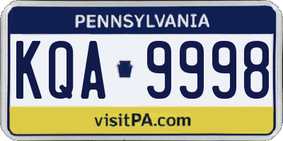 PA license plate KQA9998