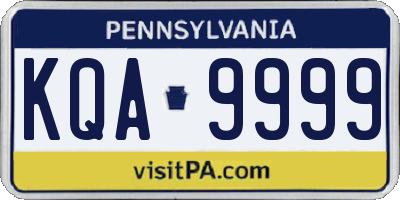PA license plate KQA9999