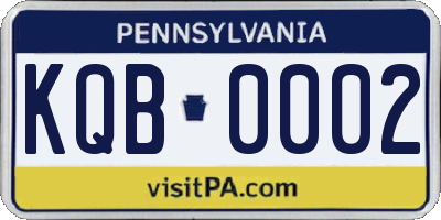 PA license plate KQB0002
