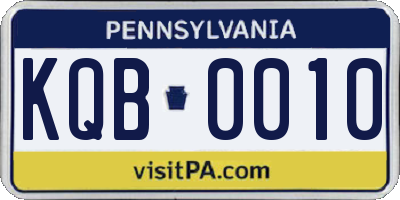 PA license plate KQB0010