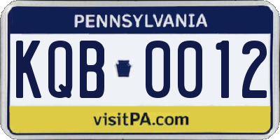 PA license plate KQB0012