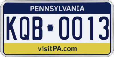 PA license plate KQB0013