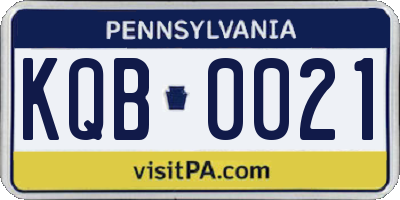 PA license plate KQB0021