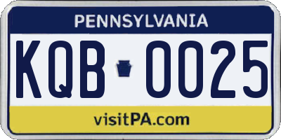 PA license plate KQB0025