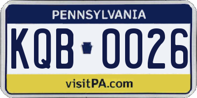 PA license plate KQB0026