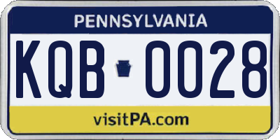 PA license plate KQB0028