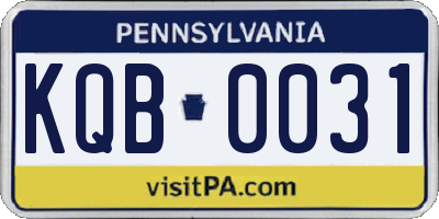 PA license plate KQB0031