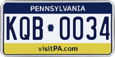 PA license plate KQB0034