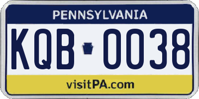 PA license plate KQB0038