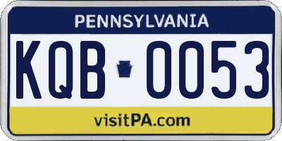PA license plate KQB0053