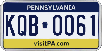 PA license plate KQB0061