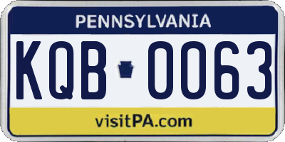 PA license plate KQB0063