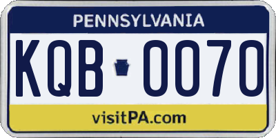 PA license plate KQB0070