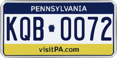 PA license plate KQB0072