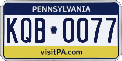 PA license plate KQB0077