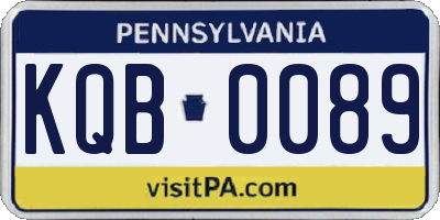 PA license plate KQB0089