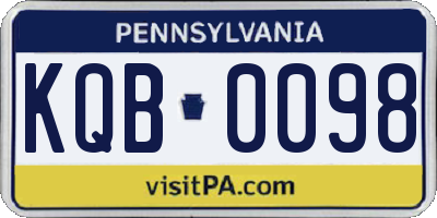 PA license plate KQB0098