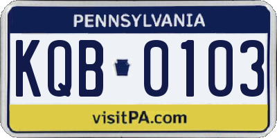 PA license plate KQB0103