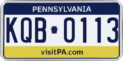 PA license plate KQB0113