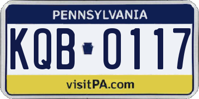PA license plate KQB0117