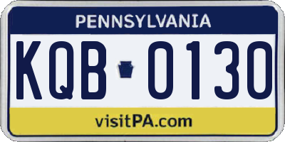 PA license plate KQB0130