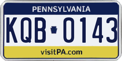 PA license plate KQB0143