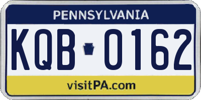 PA license plate KQB0162