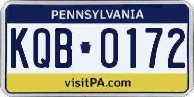 PA license plate KQB0172