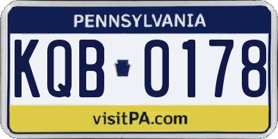 PA license plate KQB0178