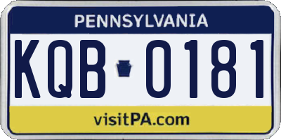 PA license plate KQB0181