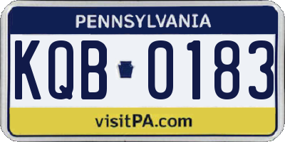 PA license plate KQB0183