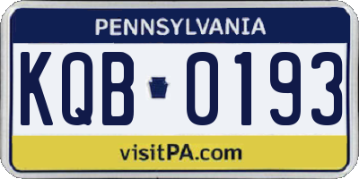 PA license plate KQB0193