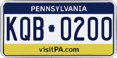 PA license plate KQB0200